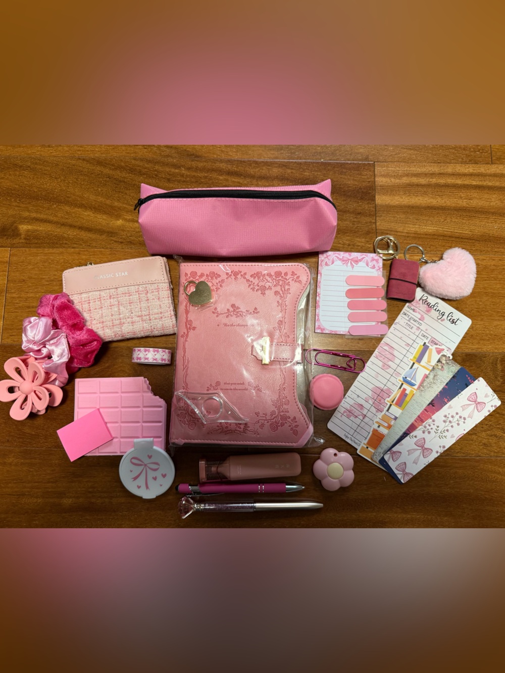 Gorgeous Pink Bookish Bundle with Fabulous Pink and Gold Journal with Gold Edges
